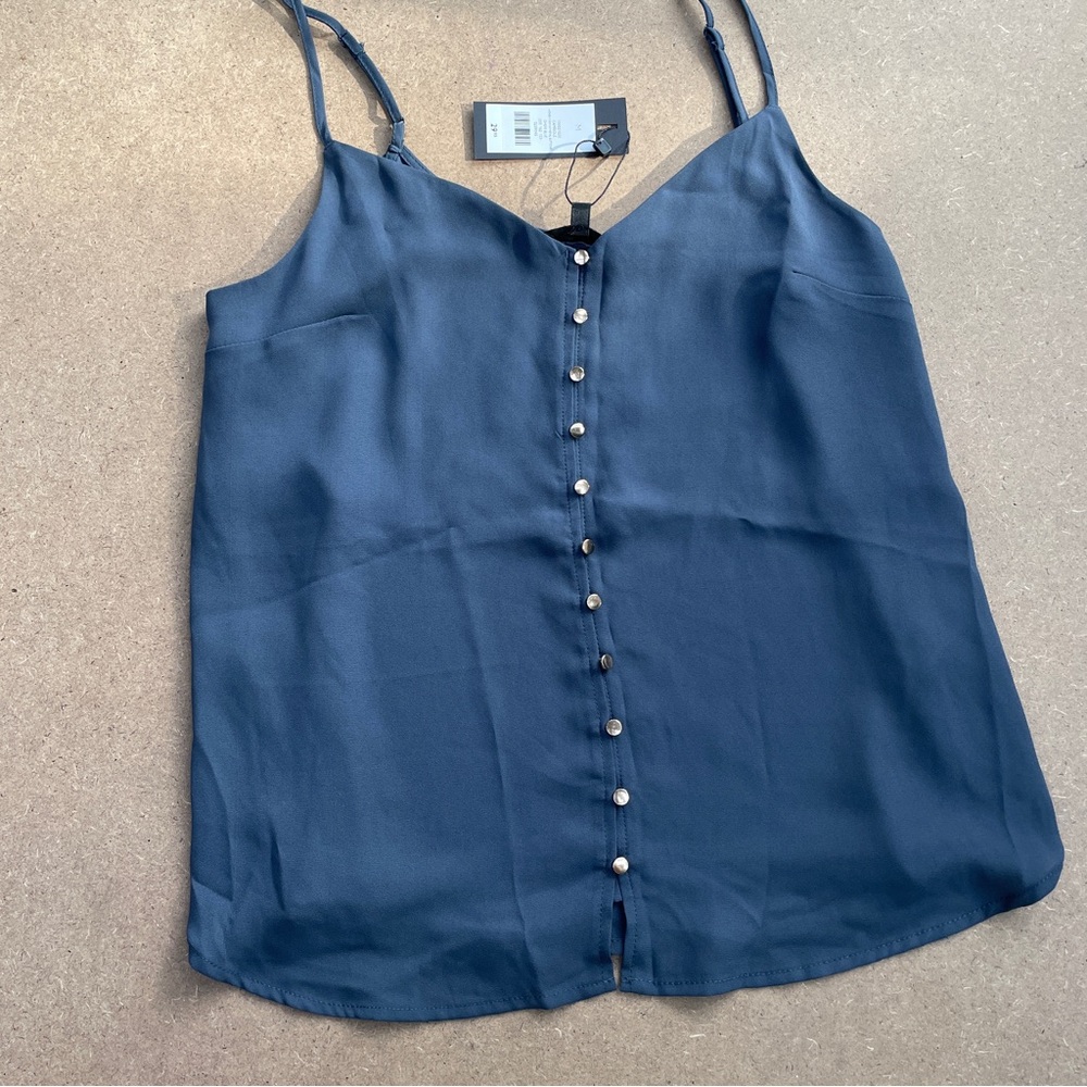 Dynamite Women’s Camisole Tank Buttons Spaghetti Strap Grey Size M